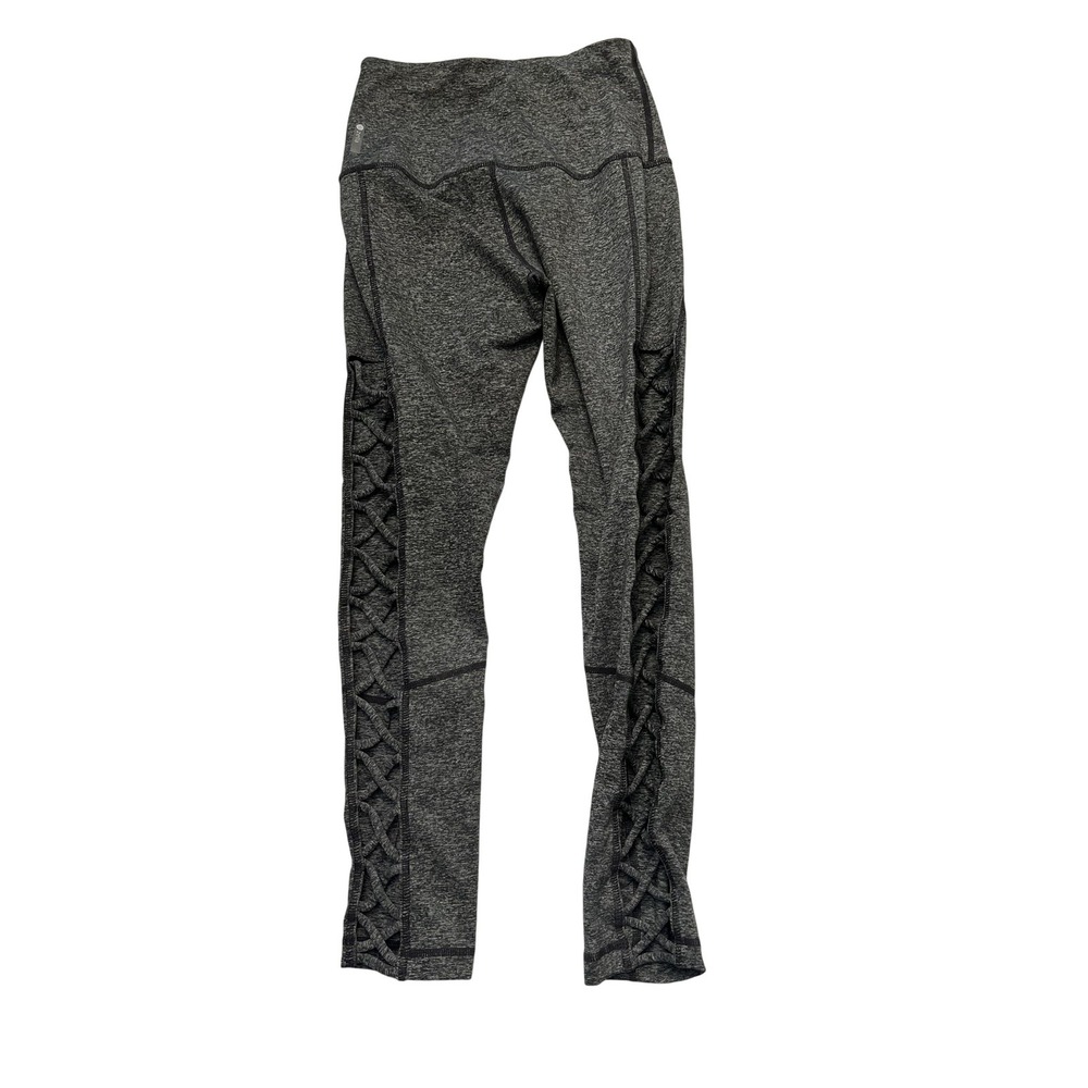 Zella Leggings Womens XS Gray High Rise Lattice Cutout Ankle Yoga Pants Athletic